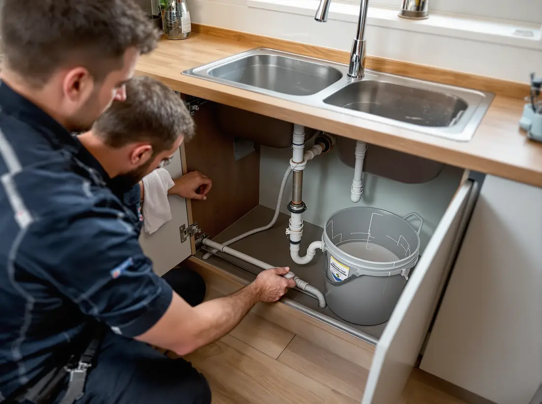 Spülbecken mit trübem stehendem Wasser
